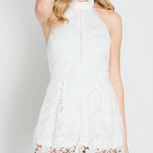 White flower cut out romper